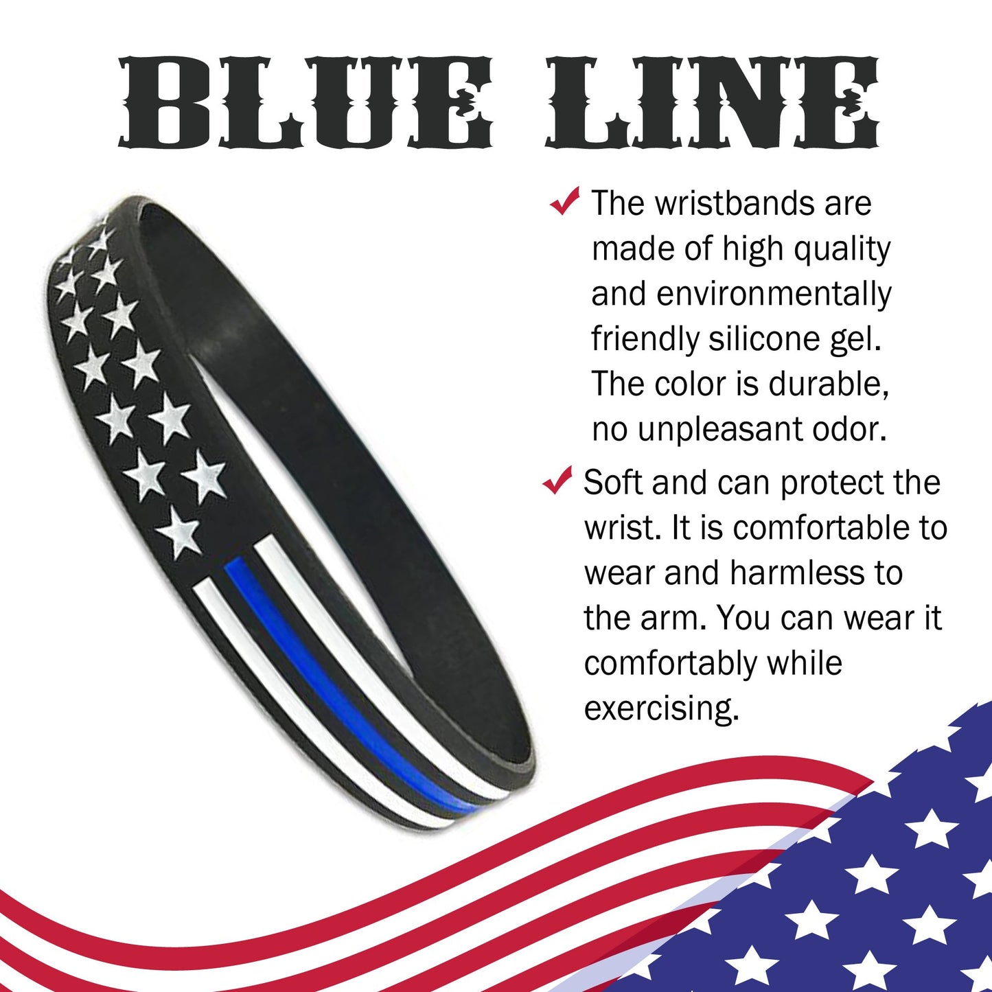 Police Appreciation Blue Line Wristband
