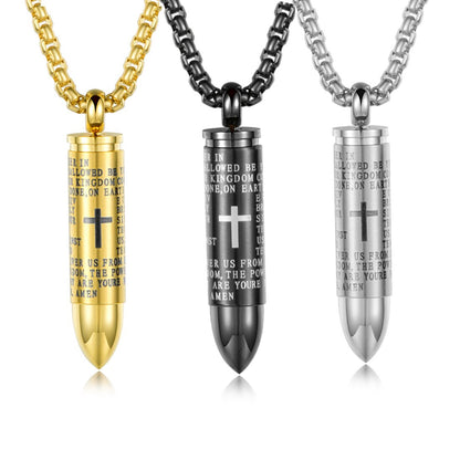 Christian Prayer Bullet Necklace