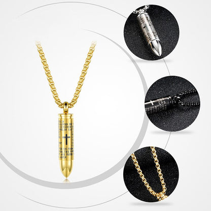Christian Prayer Bullet Necklace