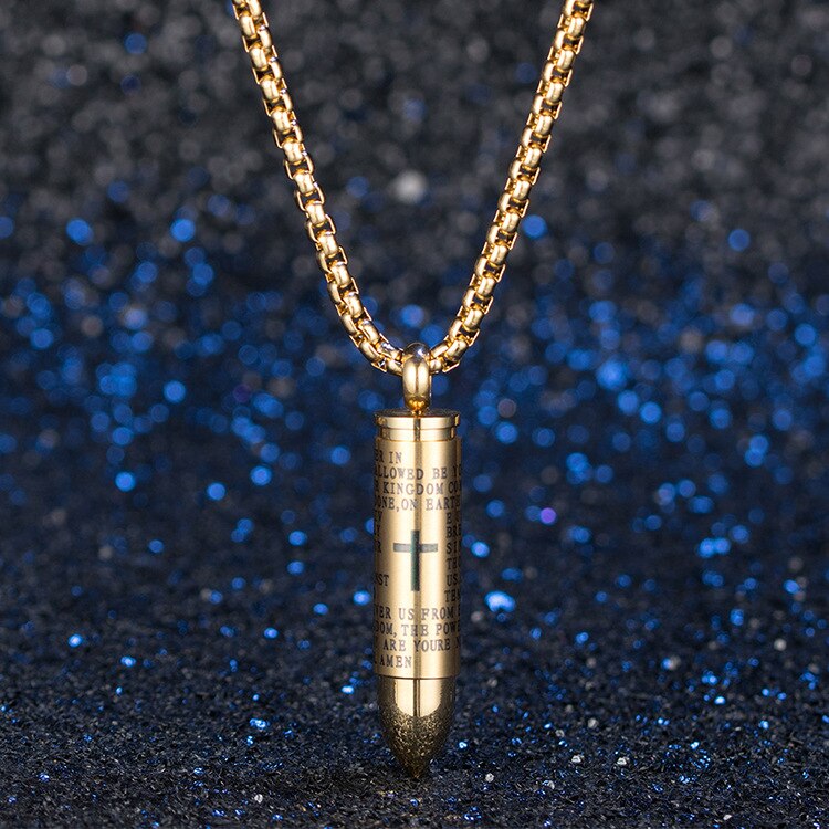Christian Prayer Bullet Necklace