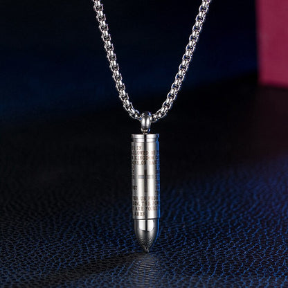 Christian Prayer Bullet Necklace